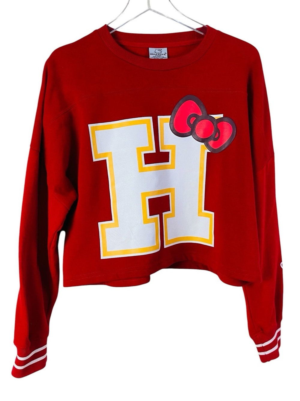 Hello Kitty Hot Topic Varsity Crop Sweatshirt Size L - Picture 2 of 6